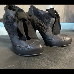 not rated black lace heels with bow